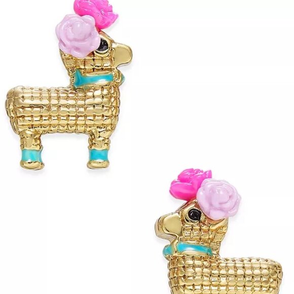 Kate Spade 14kt Gold Plated Haute Stuff Penny The Pinata LLama Stud Earrings - Picture 3 of 4